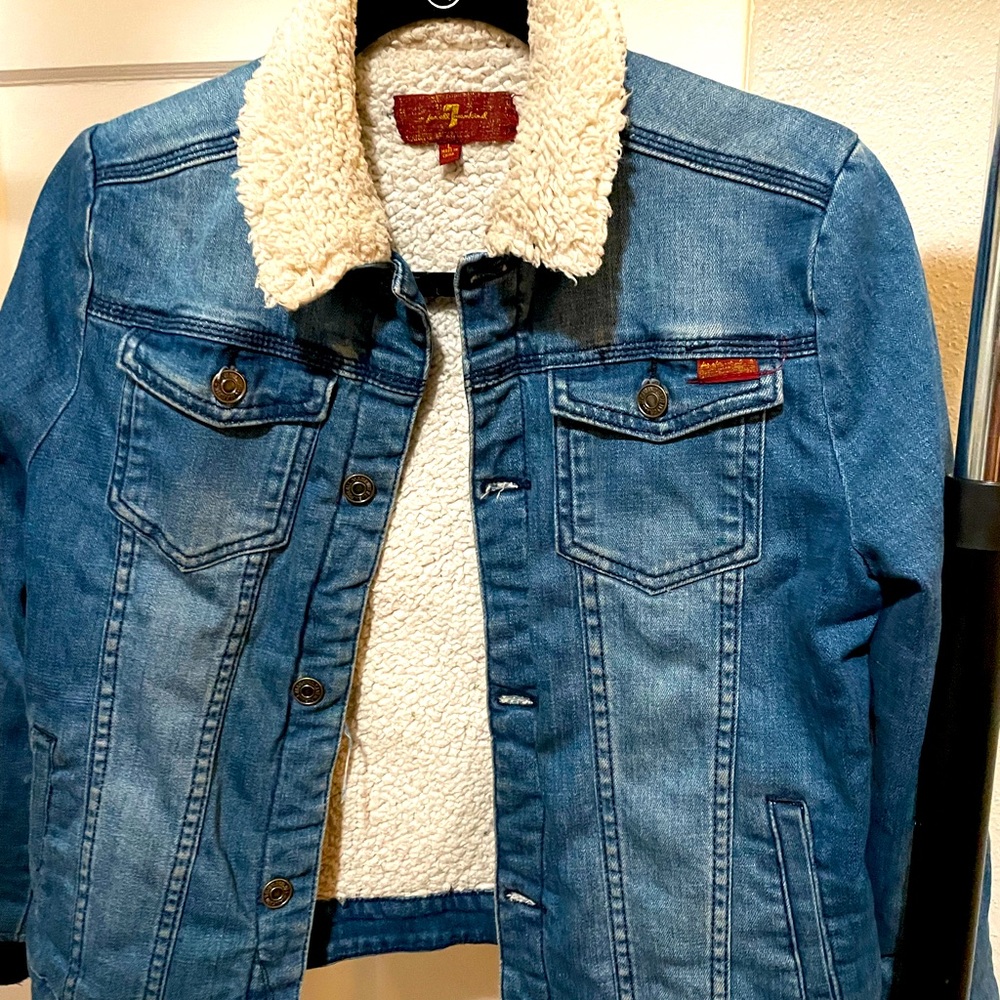 7 for all mankind kids Jean fleece lined jacket